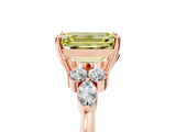 Rose gold Fancy Yellow Emerald Cut Brilliant Diamond Solitaire Ring with Pear Side Stones and Four-Prong Setting_8