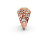 Rose gold Fancy Yellow Emerald Cut Brilliant Halo Pave Diamond Milgrain Ring_2