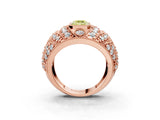 Rose gold Fancy Yellow Emerald Cut Brilliant Halo Pave Diamond Milgrain Ring_3