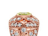Rose gold Fancy Yellow Emerald Cut Brilliant Halo Pave Diamond Milgrain Ring_5