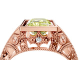 Rose gold Fancy Yellow Emerald Cut Brilliant Milgrain Filigree Diamond Ring with Square Prong Setting_4