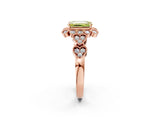 Rose gold Fancy Yellow Emerald Cut Brilliant Milgrain Pave Heart Band Solitaire Ring_2