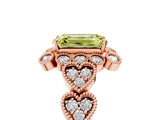 Rose gold Fancy Yellow Emerald Cut Brilliant Milgrain Pave Heart Band Solitaire Ring_5