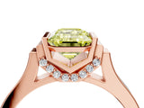 Rose gold Fancy Yellow Emerald Cut Brilliant Solitaire Diamond Ring with Channel Set Band and Bar Prong Setting_4