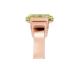 Rose gold Fancy Yellow Emerald Cut Brilliant Solitaire Diamond Ring with Channel Set Band and Bar Prong Setting_5