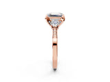 Rose gold Fancy Yellow Emerald Cut Brilliant Three-Stone Diamond Ring with Pavé Band and Four-Prong Setting_5