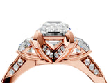 Rose gold Fancy Yellow Emerald Cut Brilliant Three-Stone Diamond Ring with Pavé Band and Four-Prong Setting_7