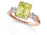 Rose gold Fancy Yellow Emerald Cut Brilliant Three-Stone Pave Band with Four-Prong Setting_1