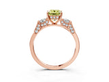Rose gold Fancy Yellow Emerald Cut Brilliant Three-Stone Pave Band with Four-Prong Setting_3