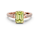 Rose gold Fancy Yellow Emerald  Cut Cathedral Pave Diamond Engagement Ring with Six-Prong Setting_49