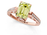 Rose gold Fancy Yellow Emerald  Cut Cathedral Pave Diamond Engagement Ring with Six-Prong Setting_50