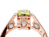 Rose gold Fancy Yellow Emerald  Cut Cathedral Pave Diamond Engagement Ring with Six-Prong Setting_53