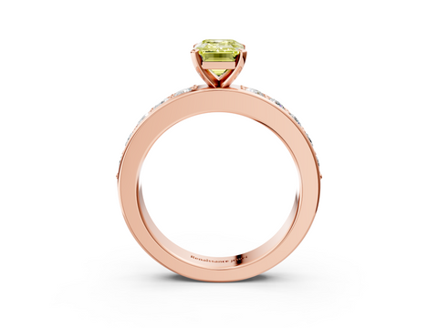 Rose gold Fancy Yellow Emerald  Cut Channel Set Diamond Engagement Ring with Four-Prong Setting_207