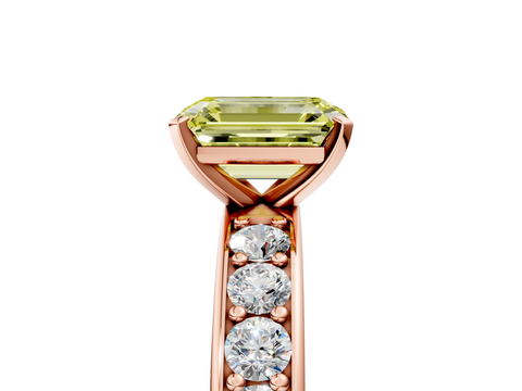Rose gold Fancy Yellow Emerald  Cut Channel Set Diamond Engagement Ring with Four-Prong Setting_209