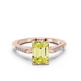 Rose gold Fancy Yellow Emerald  Cut Channel Set Solitaire Engagement Ring with Four-Prong Setting_271