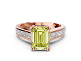 Rose gold Fancy Yellow Emerald  Cut Channel Set Solitaire Engagement Ring with Prong Setting_20