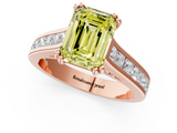 Rose gold Fancy Yellow Emerald  Cut Channel Set Solitaire Engagement Ring with Prong Setting_21