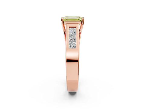 Rose gold Fancy Yellow Emerald Cut Cut Channel Set Solitaire Ring with Four-Prong Setting_2