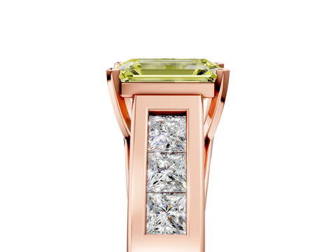 Rose gold Fancy Yellow Emerald Cut Cut Channel Set Solitaire Ring with Four-Prong Setting_5
