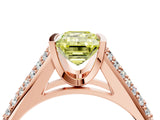 Rose gold Fancy Yellow Emerald Cut Cut Diamond Channel Set Pave Band with Tension Prong Setting_4