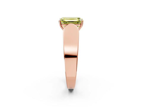 Rose gold Fancy Yellow Emerald Cut Cut Diamond Channel Set Solitaire Ring with Four-Prong Setting_2