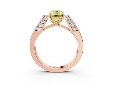 Rose gold Fancy Yellow Emerald Cut Cut Diamond Channel Set Solitaire Ring with Four-Prong Setting_3