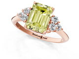 Rose gold Fancy Yellow Emerald Cut Cut Diamond Cluster Ring with Solitaire Band and Four-Prong Setting_1