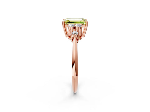 Rose gold Fancy Yellow Emerald Cut Cut Diamond Cluster Ring with Solitaire Band and Four-Prong Setting_14