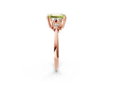 Rose gold Fancy Yellow Emerald Cut Cut Diamond Cluster Ring with Solitaire Band and Four-Prong Setting_2