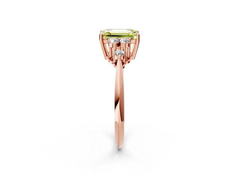 Rose gold Fancy Yellow Emerald Cut Cut Diamond Cluster Ring with Solitaire Band and Four-Prong Setting_2