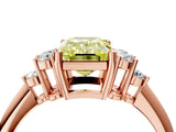 Rose gold Fancy Yellow Emerald Cut Cut Diamond Cluster Ring with Solitaire Band and Four-Prong Setting_4