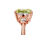Rose gold Fancy Yellow Emerald Cut Cut Diamond Cluster Ring with Solitaire Band and Four-Prong Setting_5