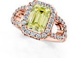 Rose gold Fancy Yellow Emerald Cut Cut Diamond Halo Engagement Ring with Open Split Pavé Band_1