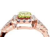 Rose gold Fancy Yellow Emerald Cut Cut Diamond Halo Engagement Ring with Open Split Pavé Band_4