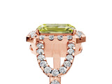 Rose gold Fancy Yellow Emerald Cut Cut Diamond Halo Engagement Ring with Open Split Pavé Band_5