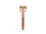 Rose gold Fancy Yellow Emerald Cut Cut Diamond Milgrain Pave Band Four-Prong Setting Ring_5