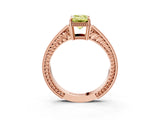 Rose gold Fancy Yellow Emerald Cut Cut Diamond Milgrain Pave Band Four-Prong Setting Ring_6
