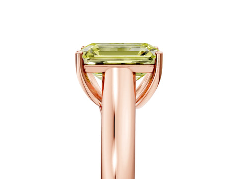 Rose gold Fancy Yellow Emerald Cut Cut Diamond Solitaire Engagement Ring with Tapered Plain Band and Four-Prong Setting_5