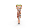 Rose gold Fancy Yellow Emerald Cut Cut Diamond Twisted Band with Milgrain Pave Setting and Four-Prong Setting_2