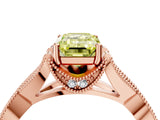 Rose gold Fancy Yellow Emerald Cut Cut Diamond Twisted Band with Milgrain Pave Setting and Four-Prong Setting_4