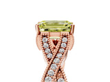 Rose gold Fancy Yellow Emerald Cut Cut Diamond Twisted Band with Milgrain Pave Setting and Four-Prong Setting_5