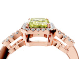 Rose gold Fancy Yellow Emerald Cut Cut Halo Diamond Infinity Band with Four-Prong Setting_4