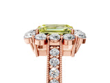 Rose gold Fancy Yellow Emerald Cut Cut Halo Diamond Pavé Engagement Ring with Milgrain Detailing_5