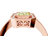 Rose gold Fancy Yellow Emerald Cut Cut Halo Pavé Diamond Ring_4
