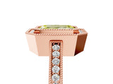 Rose gold Fancy Yellow Emerald Cut Cut Halo Pavé Diamond Ring_5