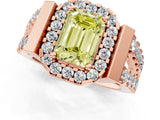 Rose gold Fancy Yellow Emerald Cut Cut Halo Split Shank Prong Set Ring_1