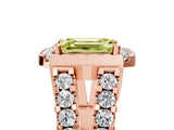 Rose gold Fancy Yellow Emerald Cut Cut Halo Split Shank Prong Set Ring_5
