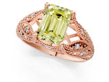 Rose gold Fancy Yellow Emerald Cut Cut Milgrain Pave Diamond Engagement Ring with Four-Prong Setting_16