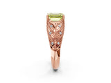 Rose gold Fancy Yellow Emerald Cut Cut Milgrain Pave Diamond Engagement Ring with Four-Prong Setting_17