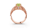 Rose gold Fancy Yellow Emerald Cut Cut Milgrain Pave Diamond Engagement Ring with Four-Prong Setting_18